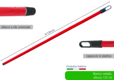 Manico met. 120 cm plastificato rosso 0,23 spess d. 21 mm