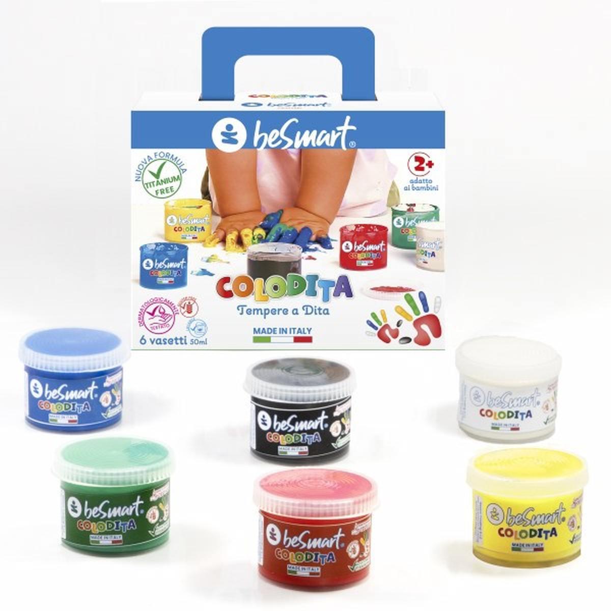 Tempera a Dita in Valigetta 6 vasetti Besmart