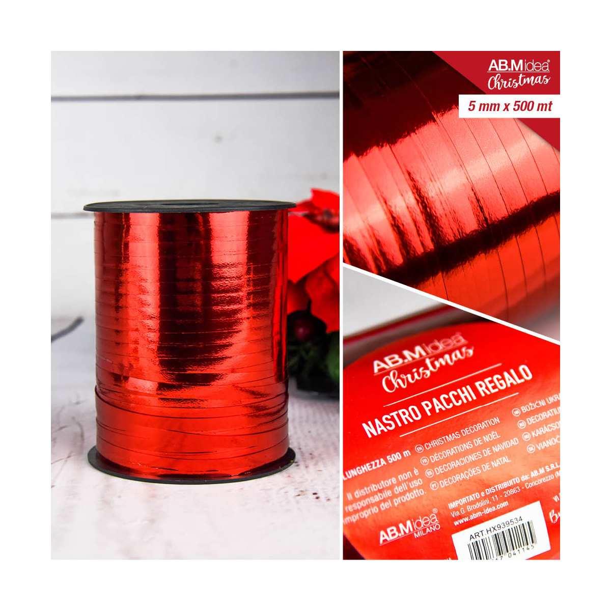 Nastro Pacchi Regalo Metallic 5mm*500mt Rosso