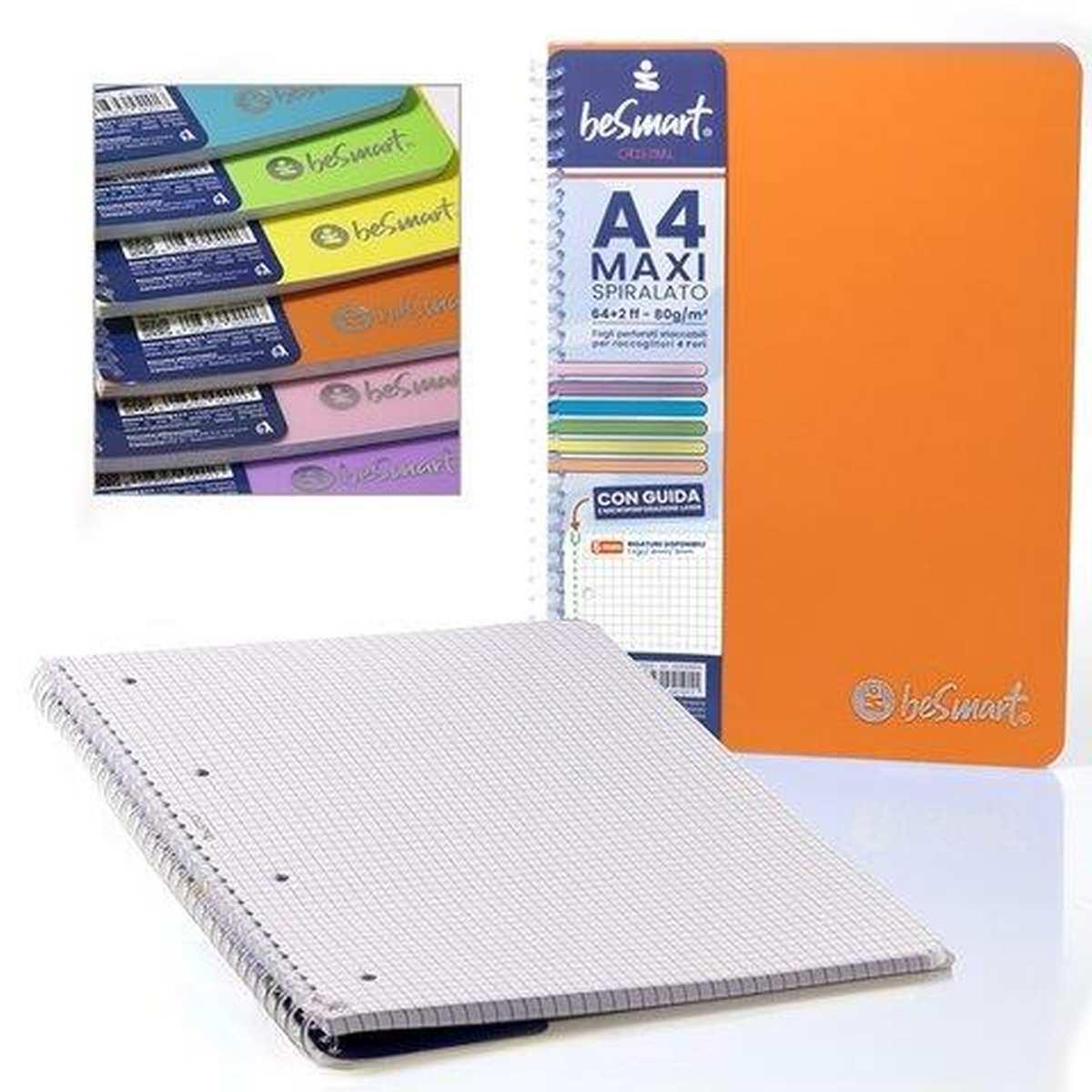 Quaderno Maxi Spiralato 5MM Pastel PVC 64FF 80Gr