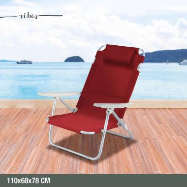 Sedia Sdraio Oxford 600 D Rossa Alluminio 110*68*78
