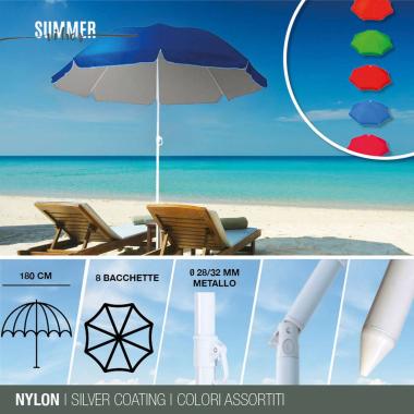Ombrellone Steel Nylon 140T. Solid Silver Coating 180/8 28/32