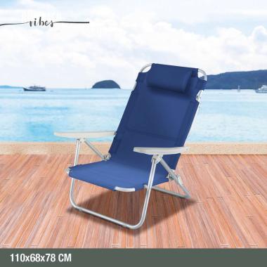 Sedia Sdraio Oxford 600D Blu Alluminio