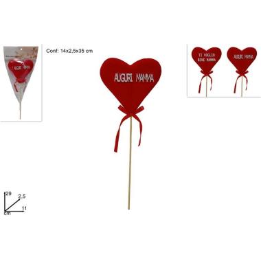 Spillone cuore rosso 11cm festa della mamma