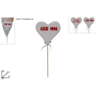 Spillone cuore bianco 15 cm