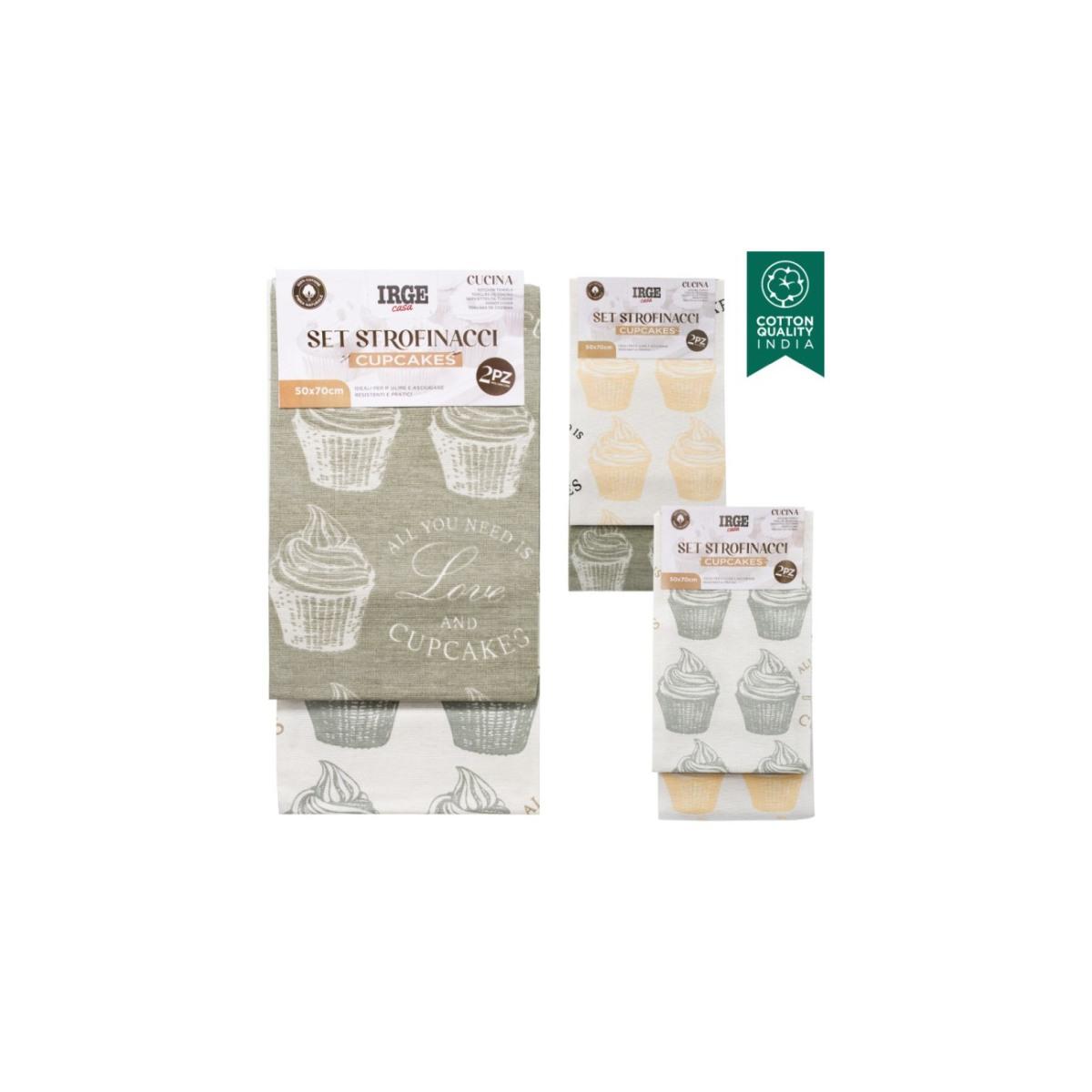 Strofinaccio 2 pz 50x70 cupcakes
