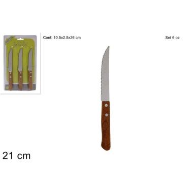 Coltelli Bistecca 6 pz manico legno