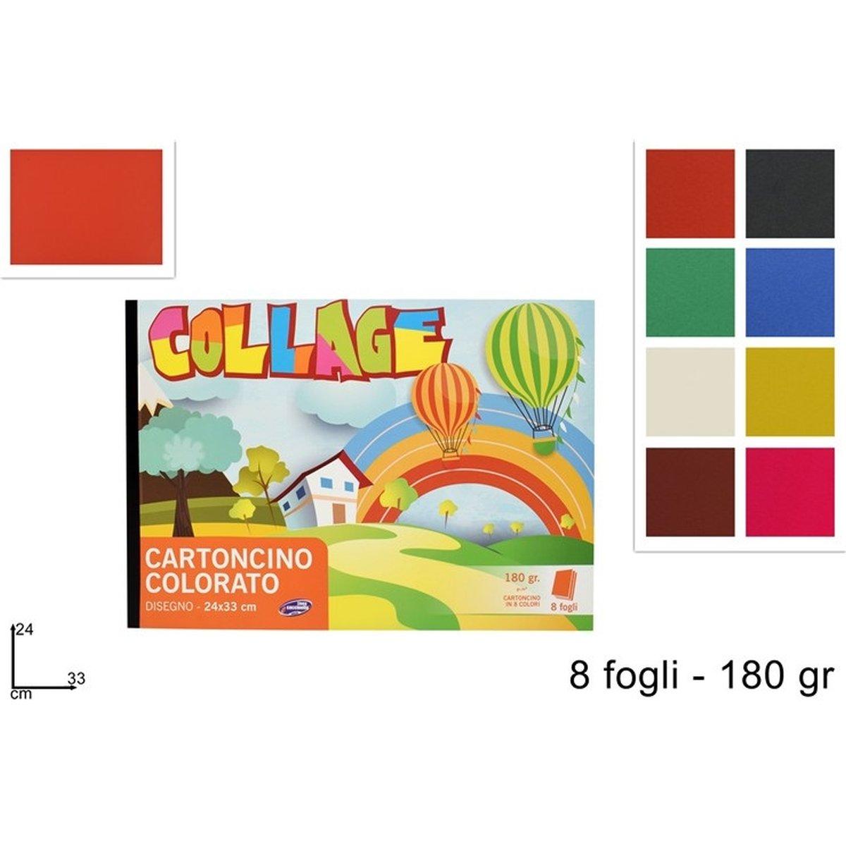 Album Cartoncino 24*33 180 gr. 8 fogli 8 col.