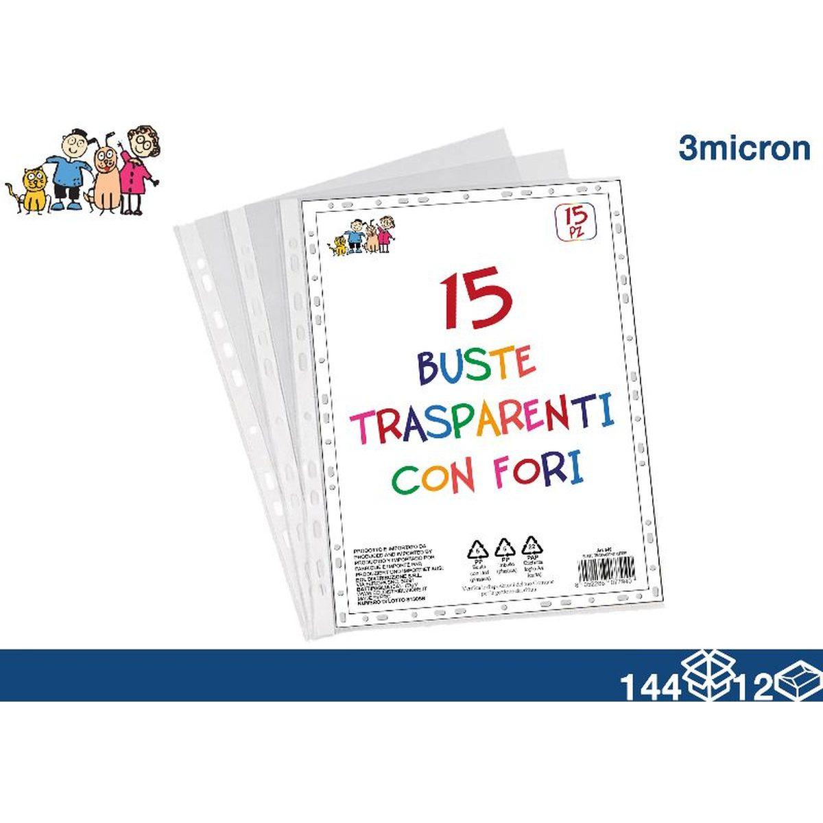 Busta con fori trasparenti 15 pz