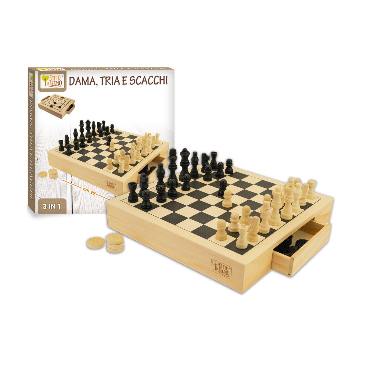 Dama Scacchi Tria in Legno