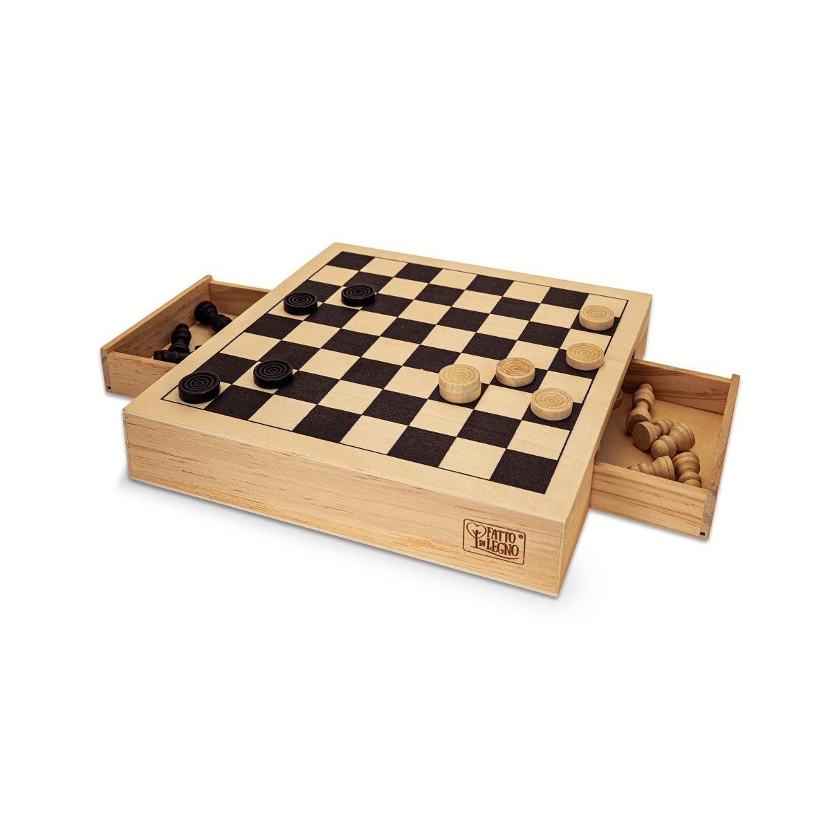 Dama Scacchi Tria in Legno