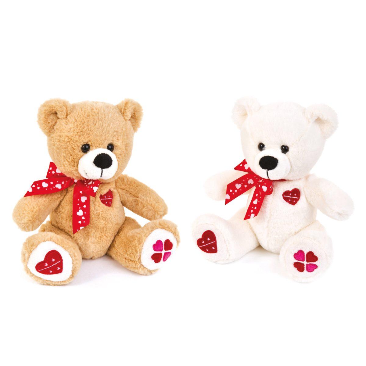 Peluche orso c/Fiocco 2 col. L30 cm