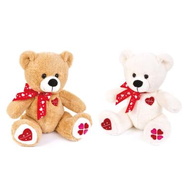 Peluche orso c/Fiocco 2 col. L30 cm