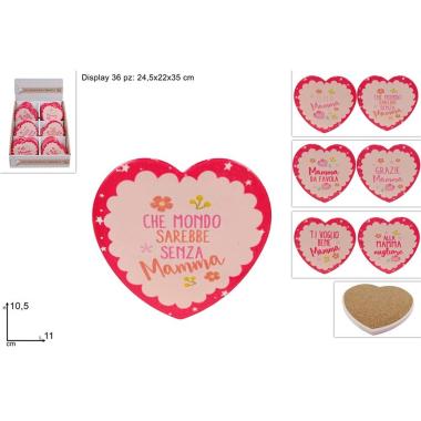 Cuore Base Sughero 11cm Festa della Mamma