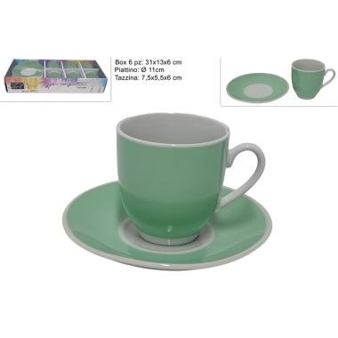 Tazzine C/Piattini 6pz Verde Chiaro
