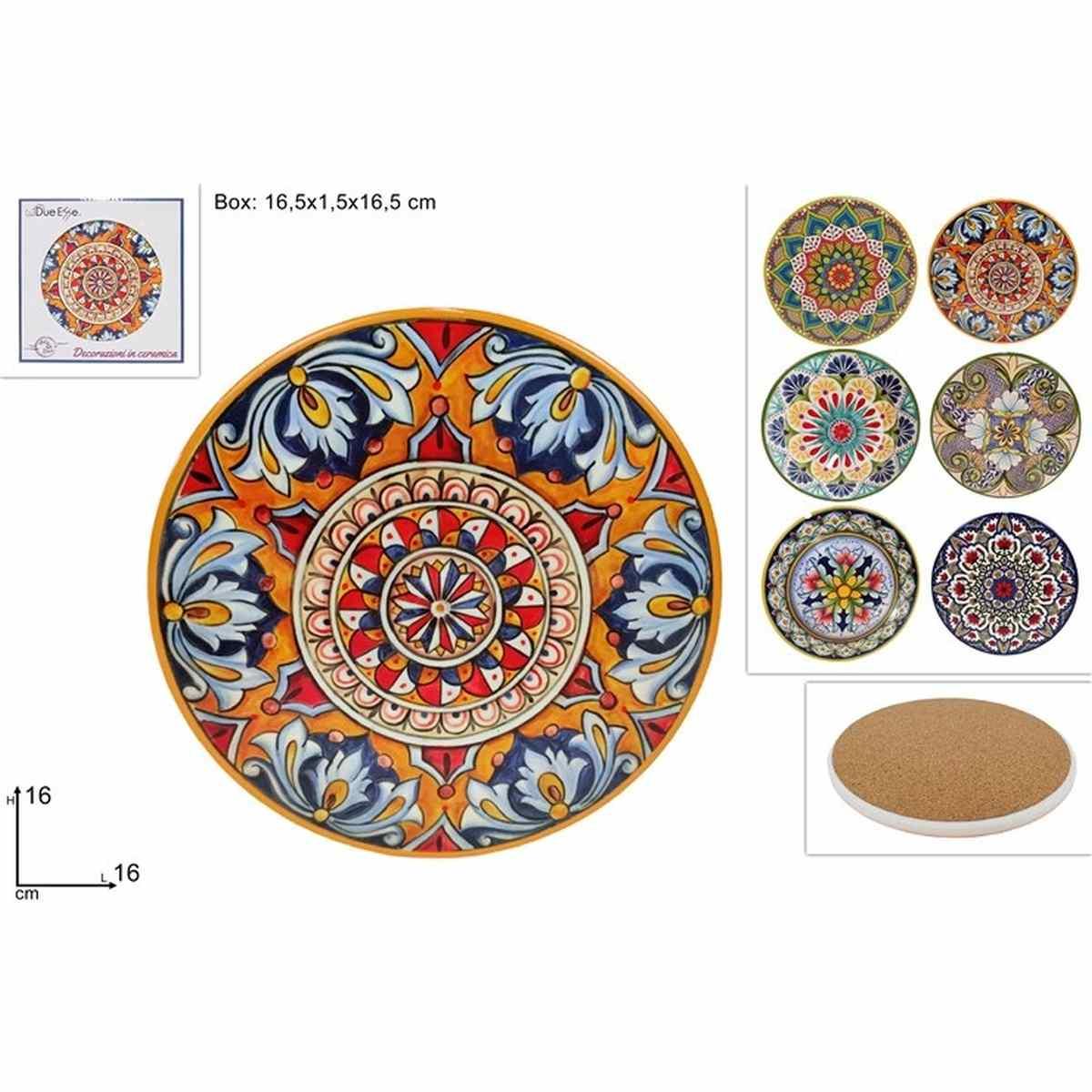 Sottopentola Base Sughero 16 cm Decoro Maiolica