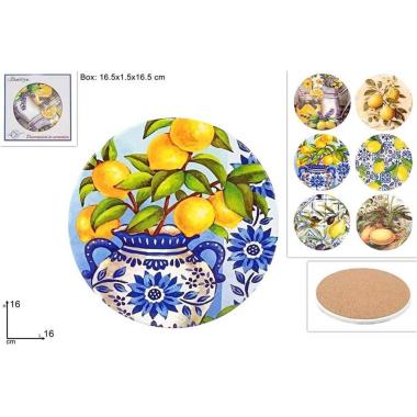 Sottopentola Base sughero 16 cm Decoro Limoni