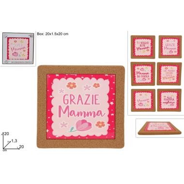 Sottopentola Ceramica con Sughero quadrato Festa della Mamma