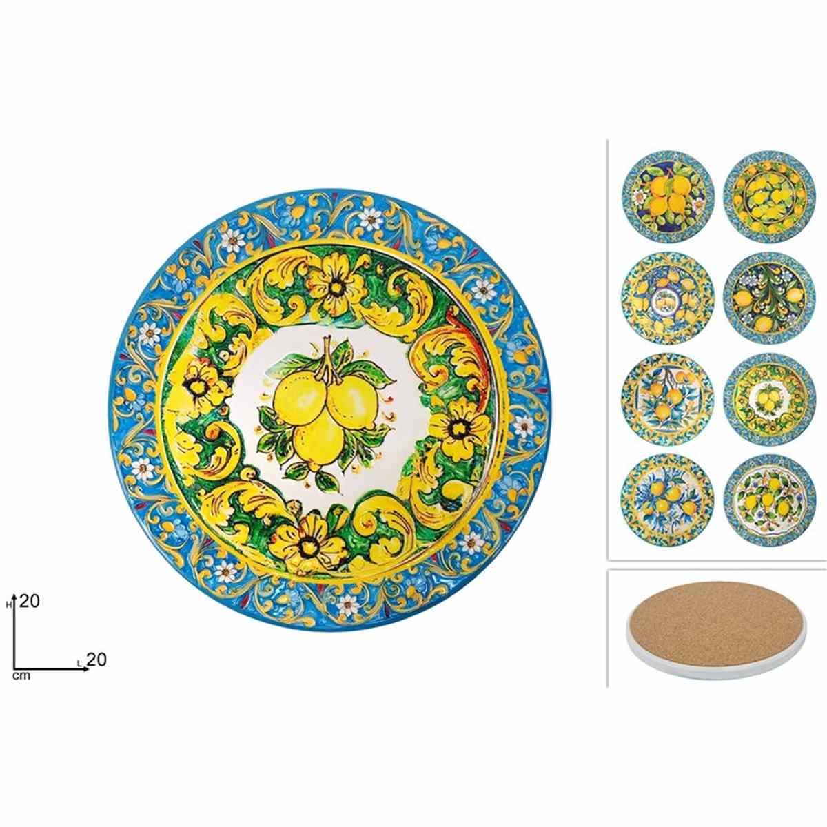 Sottopentola Ceramica con Sughero Tondo Limoni 20 cm