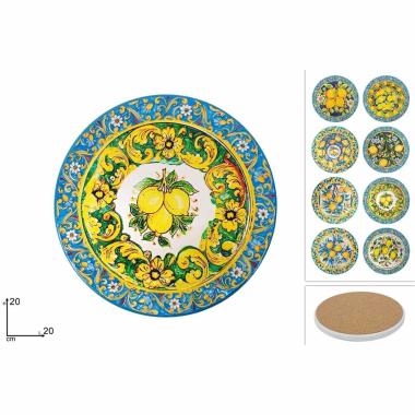 Sottopentola Ceramica con Sughero Tondo Limoni 20 cm