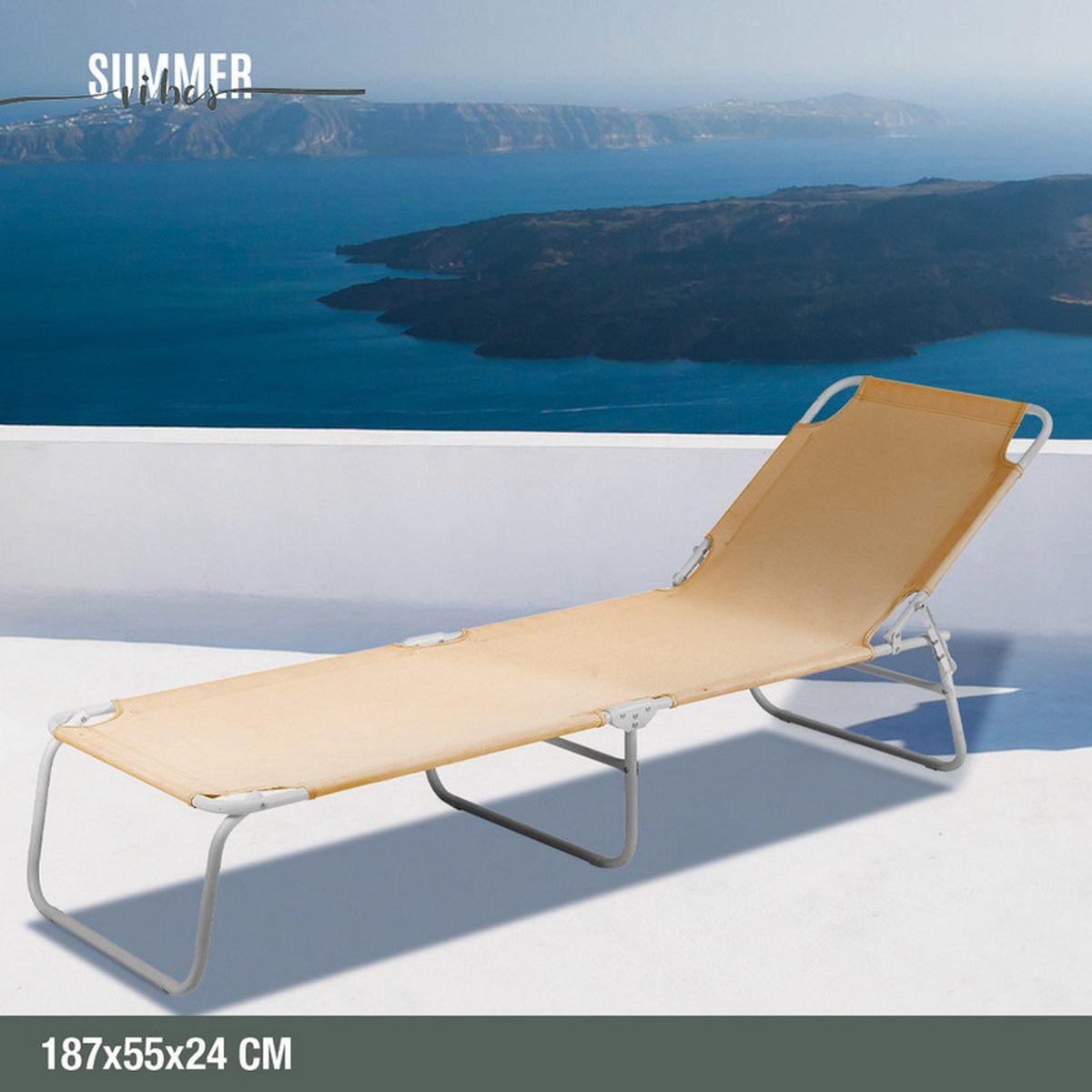 Lettino Mare Oxford 600D Beige Steel 187*55*24