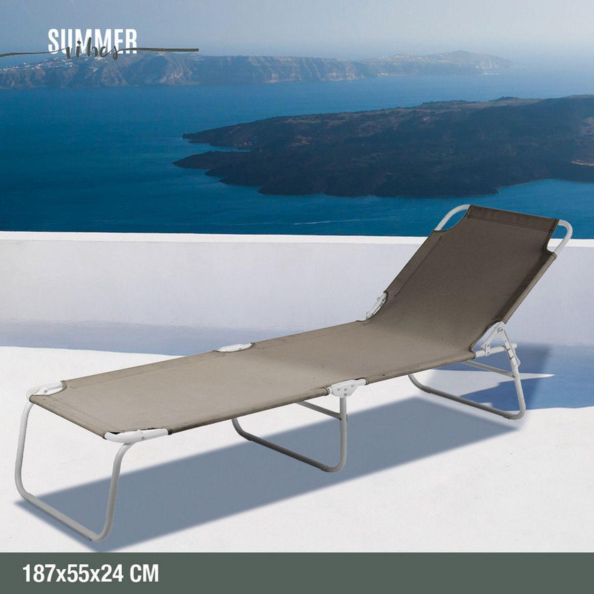 Lettino Mare Oxford 600D Tortora Steel 187*55*24