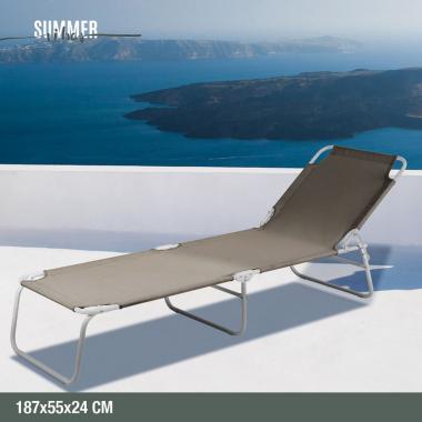 Lettino Mare Oxford 600D Tortora Steel 187*55*24