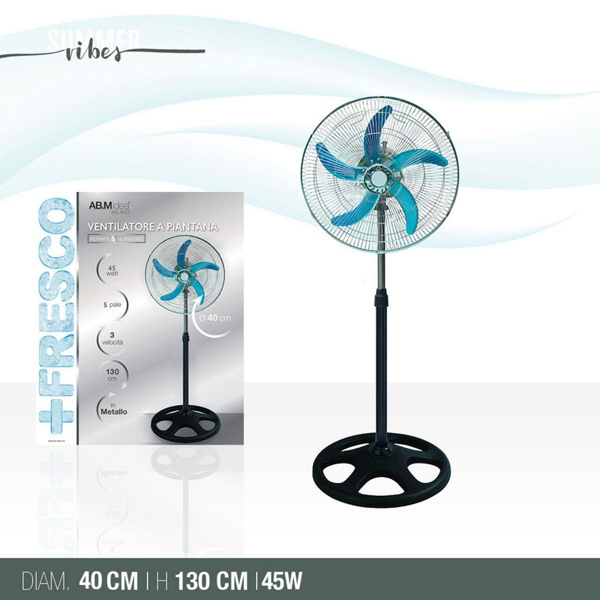 Ventilatore Piantana Metallo 5 Pale 3 Vel. 43*130 45W