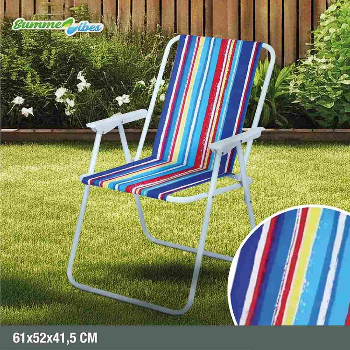 Sedia Relax Alta T/C Cotone 61*41,5*90 Steel Blu/Rossa