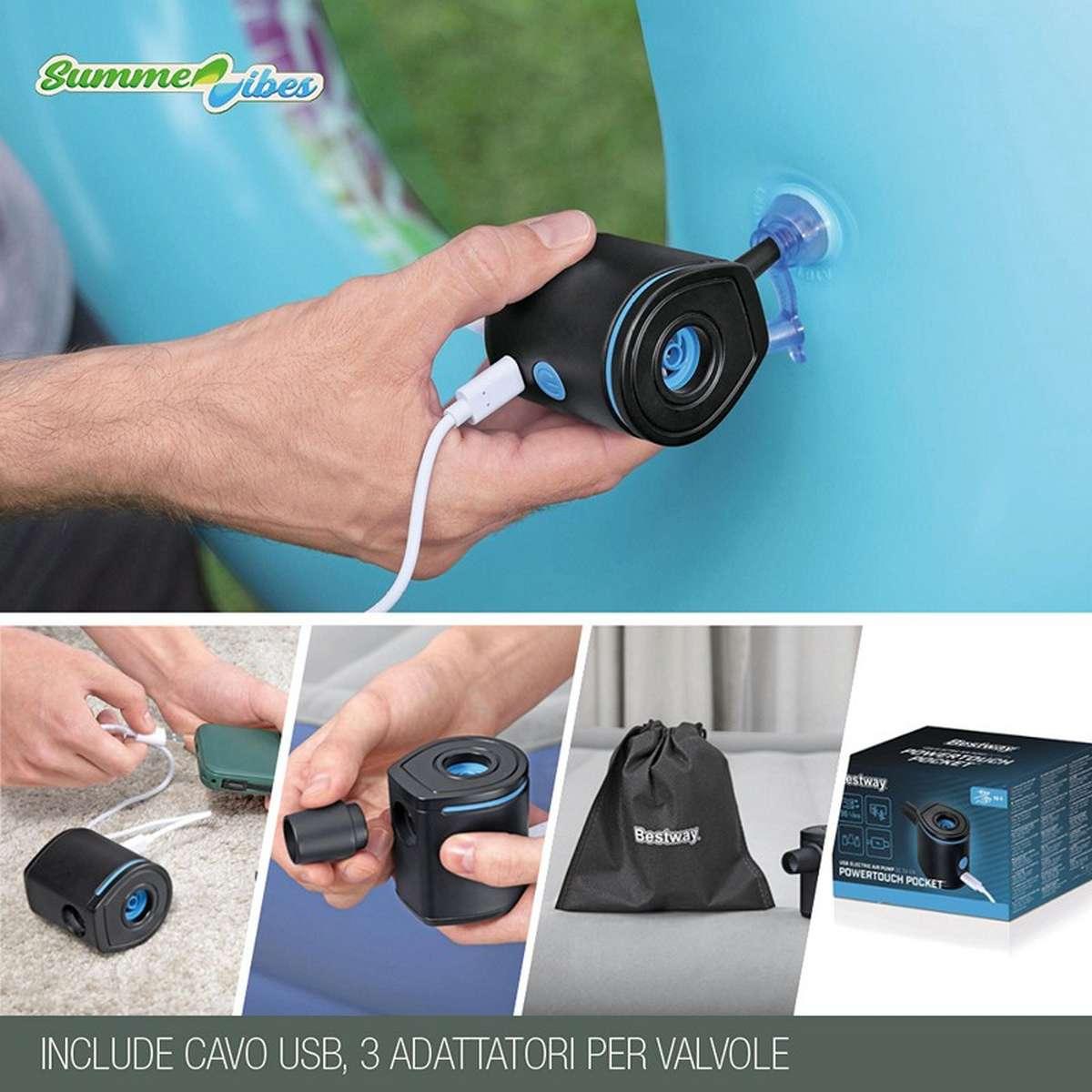 Pompa di Gonfiaggio Elettrica PowerTouch USB tascabile