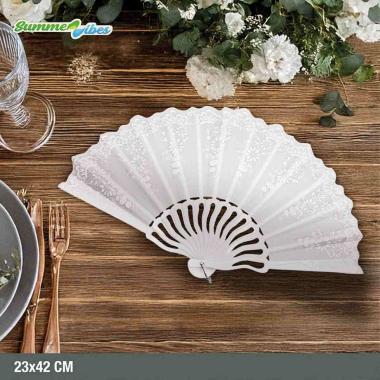 Ventaglio Wedding Bianco C/Merletto 23*42