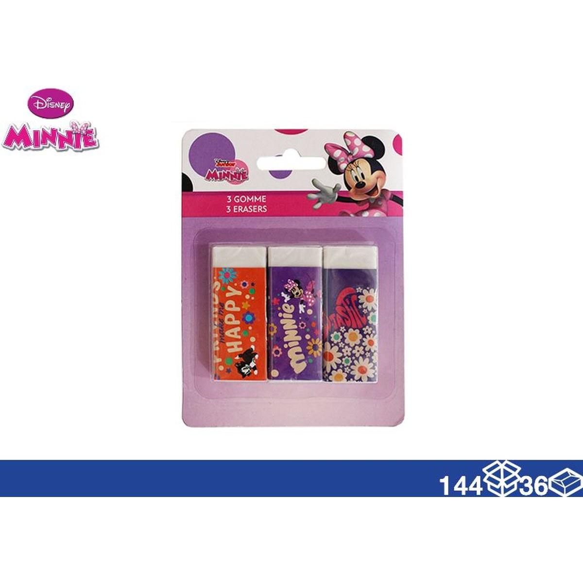 Gomme 3 pz in blister Minnie