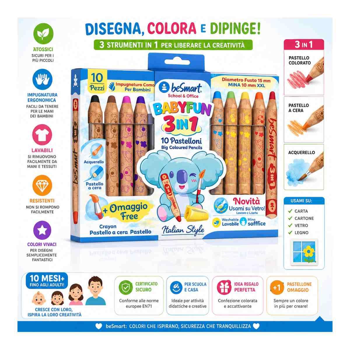Box 10 Pastelloni Baby Fun 3 in 1