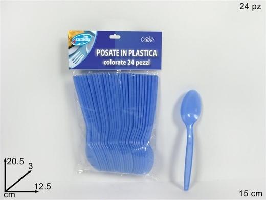 Cucchiai plast.24pz Azzurro art.049057